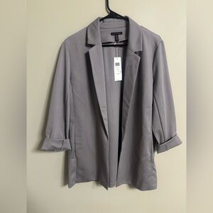 Eileen Fisher Notch Collar Jacket Tencel Blazer Size Large New Ponte Knit Grey